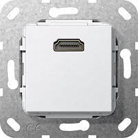 Розетка HDMI без рамки Gira System55 1-м. 16А белый глянец